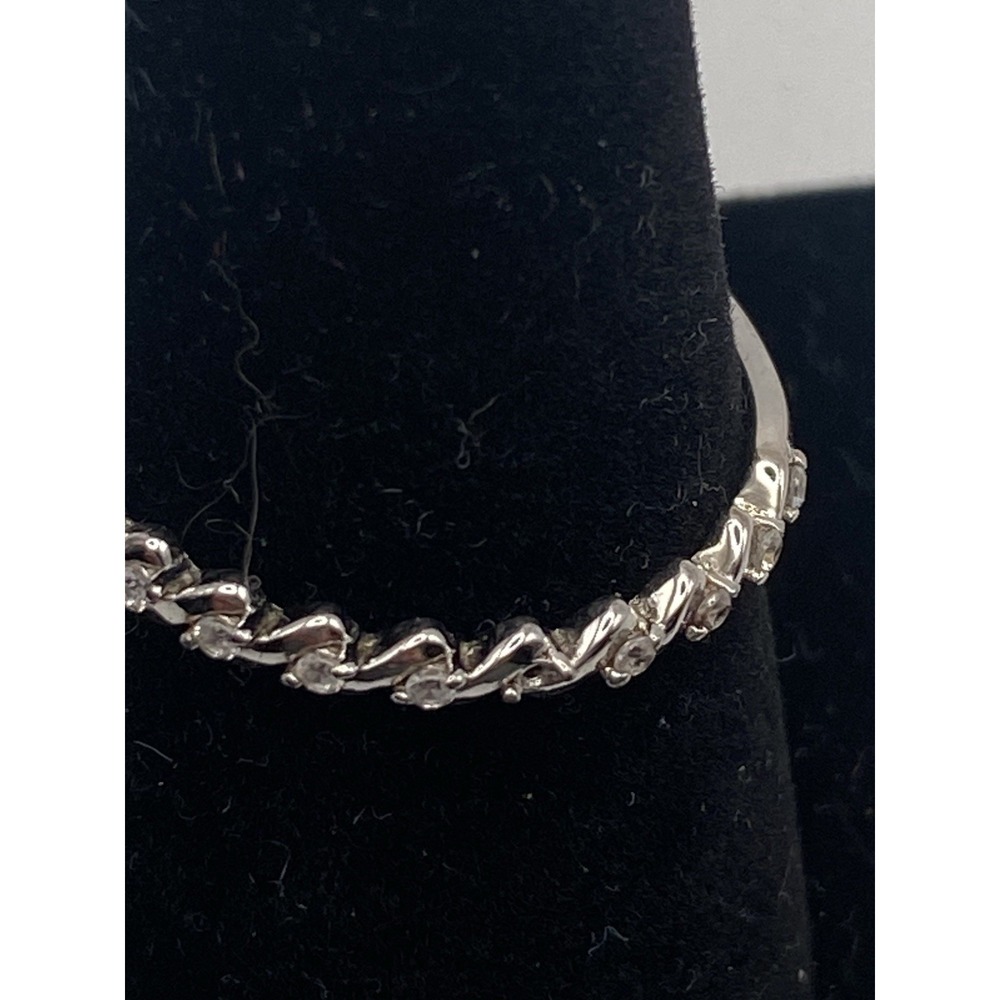 Sterling Silver Small Stone Twist Rope Style Accent Ring Sz. 9